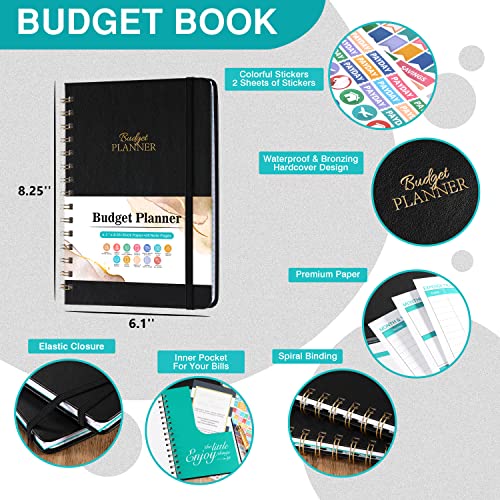 Budget Planner - Budget Book with Bill Organizer and Expense Tracker, 6.1" x 8.25", 12 Month Undated Finance Planner/Account Book to Take Control of Your Money, Start Anytime, Black