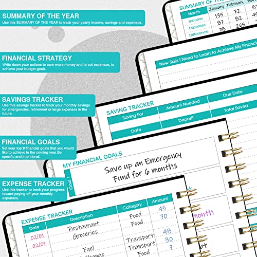 Budget Planner - Budget Book with Bill Organizer and Expense Tracker, 6.1" x 8.25", 12 Month Undated Finance Planner/Account Book to Take Control of Your Money, Start Anytime, Black