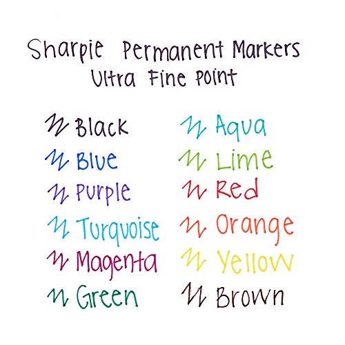 Sharpie 37003 Ultra-Fine Permanent Marker, Marks on Paper and Plastic, Resist Fading and Water, AP Certified, Blue Color, Pack of 12