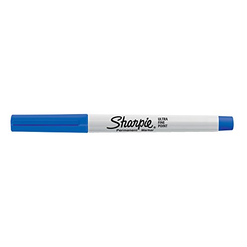 Sharpie 37003 Ultra-Fine Permanent Marker, Marks on Paper and Plastic, Resist Fading and Water, AP Certified, Blue Color, Pack of 12