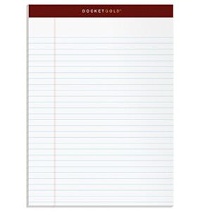 tops™ docket gold™ writing pads, 8-1/2″ x 11-3/4″, legal rule, 50 sheets, 6 pack