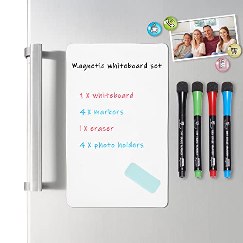 Magnetic Dry Erase Whiteboard Sheet - 12 x 8 inches Small Magnet Fridge Message Boards for Kitchen Refrigerator Reminder Sticker, Planner, Grocery List