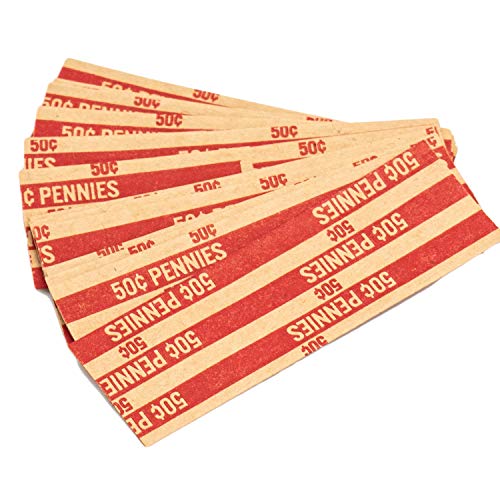 Penny Coin Wrappers, 100 Flat Striped Coin Wrappers