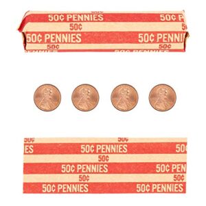 Penny Coin Wrappers, 100 Flat Striped Coin Wrappers