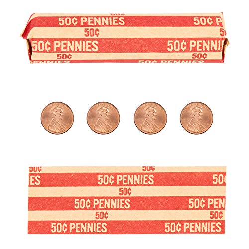 Penny Coin Wrappers, 100 Flat Striped Coin Wrappers