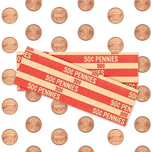 Penny Coin Wrappers, 100 Flat Striped Coin Wrappers