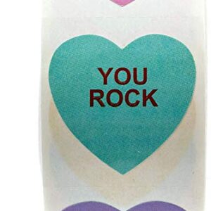 Valentine Candy Hearts Stickers / 500 Valentine's Day Labels / 1 1/8" Heart Envelope Seals