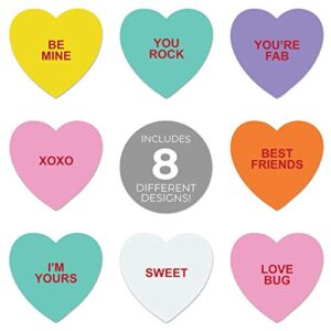 Valentine Candy Hearts Stickers / 500 Valentine's Day Labels / 1 1/8" Heart Envelope Seals