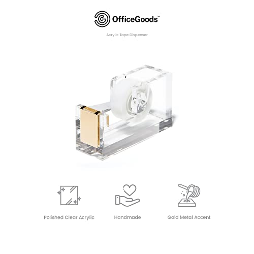 Acrylic & Gold Tape Dispenser by OfficeGoods - A Classic Design to Brighten Up Your Desk and Office