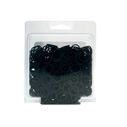 500 Count Small Black Rubber Bands in Re-closable Clamshell Container for Ponytails and Braids. 1/2in Diameter. Premium Quality, Made in USA! Extra Strong Hold for Women, Men, Boys and Girls. Ideal for Beards.