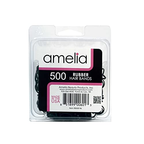 500 Count Small Black Rubber Bands in Re-closable Clamshell Container for Ponytails and Braids. 1/2in Diameter. Premium Quality, Made in USA! Extra Strong Hold for Women, Men, Boys and Girls. Ideal for Beards.