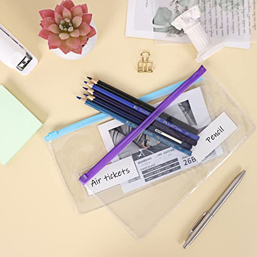 EOOUT 32pcs Poly Zip Envelope, Reusable Envelopes, Pencil Case Bulk, Bill Bag, 9'' x 4.7'', A6 Size, 10 Colors, for Cash School and Office Supplies