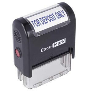 for deposit only – excelmark a1539 self inking rubber bank stamp – blue ink
