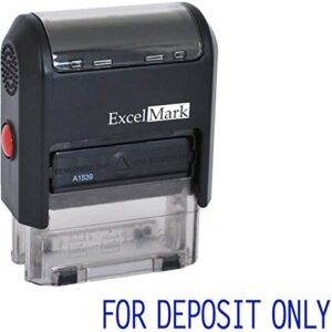 for Deposit ONLY - ExcelMark A1539 Self Inking Rubber Bank Stamp - Blue Ink