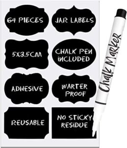 64 chalkboard labels for storage bins – dishwasher safe reusable labels for food containers – removable waterproof mason jar labels by agile trends