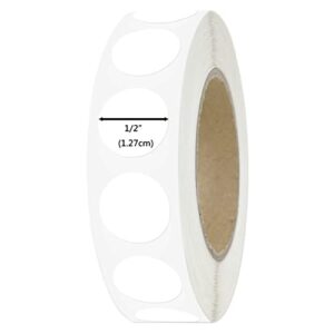 PARLAIM 0.5" Round Color Coding Circle Dot Labels on a Roll, 1000 Stickers in Plastic Dispenser Box, 1/2 inch Diameter, White