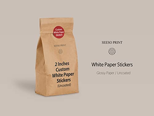 300 pcs Premium Custom Stickers Paper 2 inch Round Uncoated - Personalized Stickers for Businesses with Logo and Name. Birthday and Wedding Favors. Baby Pets Label Product Boxes