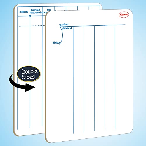 Dry Erase Long Division White Board,9 x 12 Multi-Digit Computation Double-Sided Dry Erase Board,Math Manipulatives White Board for Students,Classroom and Home,Small White Board Dry Erase (Division)