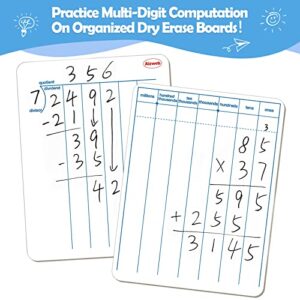 Dry Erase Long Division White Board,9 x 12 Multi-Digit Computation Double-Sided Dry Erase Board,Math Manipulatives White Board for Students,Classroom and Home,Small White Board Dry Erase (Division)