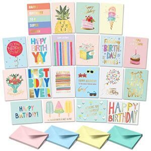 sweetzer & orange birthday happy birthday cards with envelopes and birthday card assortment box. variety set of 20 assorted birthday cards with envelopes, bulk greeting cards assortment ii