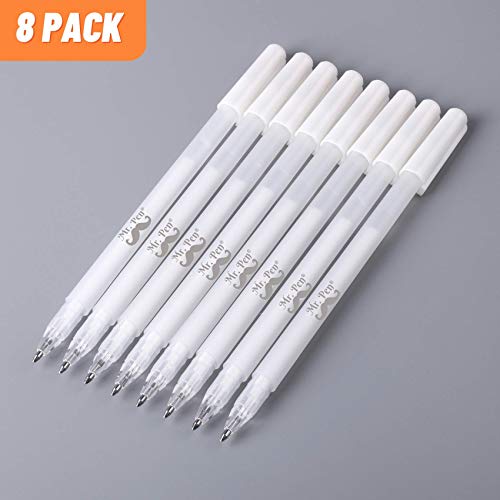 Mr. Pen- White Pens, 8 Pack, White Gel Pens for Artists, White Gel Pen, White Ink Pen, White Pens for Black Paper, White Drawing Pens, White Art Pen, White Pen for Artists, White Pen for Drawing