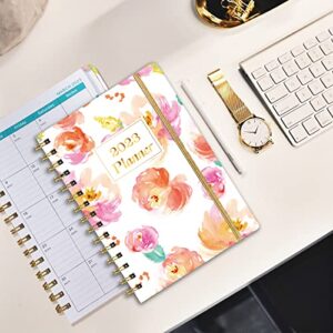Ymumuda 2023 Planner, Weekly Monthly Planner 2023, 12-Month School Planner from JAN.2023 to DEC.2023, 8.4" X 6", Spiral Planner Notebook with Stickers, Elastic Closure, Inner Pocket, Coated Tabs, Watercolor Floral