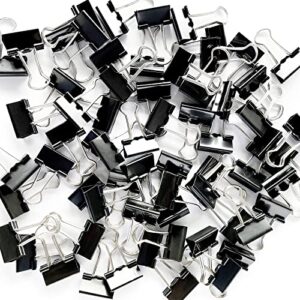 dstelin 96 pack (19mm) mini binder clips 3/4-inch small black paper clamps for office supplies