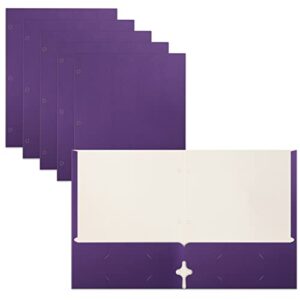 two pocket portfolio folders, 50-pack, purple, letter size paper folders, by better office products, 50 pieces, purple