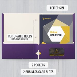 Two Pocket Portfolio Folders, 50-Pack, Purple, Letter Size Paper Folders, by Better Office Products, 50 Pieces, Purple