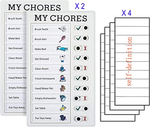 2 Pieces Chore Chart for Kids,Portable Chore Chart Memo Plastic Board - 4.7x7.9 Inch Detachable Message Board,Daily to Do List,RV Checklist