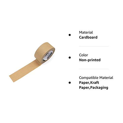 ECOAND Brown Kraft Paper Tape, 2” x 43 Yards, Writable Non-Coated Surface for Masking, Sealing, and Packaging Use, Eco-Friendly and Recyclable, Easy-to-Tear (Non-Printed)