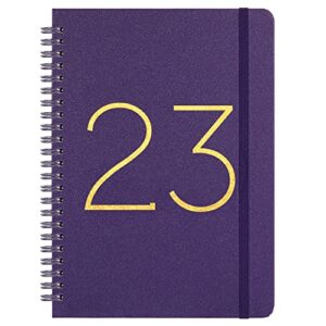 2023 Planner - Weekly Monthly Planner 2023, 2023 Planner with Tabs, January 2023 - December 2023, 6.45" x 8.45", Flexible Cover with Twin-Wire Binding, Banded - Purple