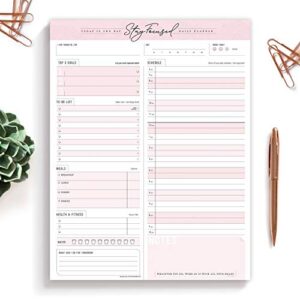 daily planner notepad to do schedule- 50 tear off premium stay focused made usa 8.5″ x 11″