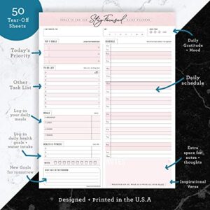 Daily Planner Notepad To Do Schedule- 50 Tear off Premium Stay Focused Made USA 8.5" x 11"