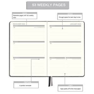 2023 Planner - Weekly & Monthly Planner 2023 With Calendar Stickers, Jan 2023 - Dec 2023, 5.75" X 8.25", A5 Premium Thicker Paper with Pen Holder, Inner Pocket and 88 Notes Pages - Gray