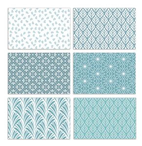 better office products 100-pack all occasion greeting cards, assorted blank note cards, 4 x 6 inch, 6 blue hue floral designs, blank inside, with envelopes, 100 pack