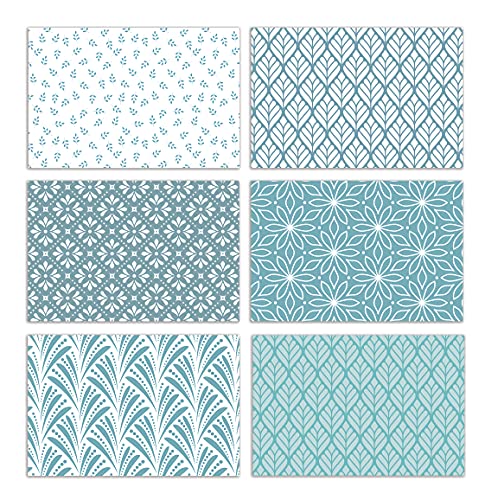 Better Office Products 100-Pack All Occasion Greeting Cards, Assorted Blank Note Cards, 4 x 6 inch, 6 Blue Hue Floral Designs, Blank Inside, with Envelopes, 100 Pack