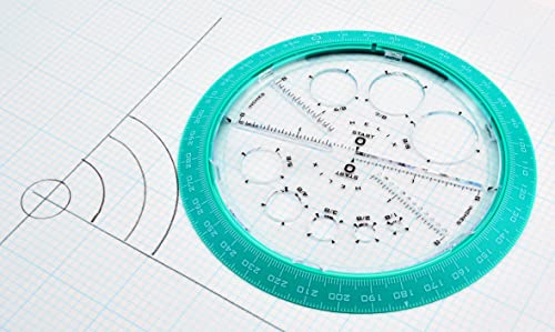 Helix Angle and Circle Maker with Integrated Circle Templates, 360 Degree, 6 Inch / 15cm, Assorted Colors (36002)