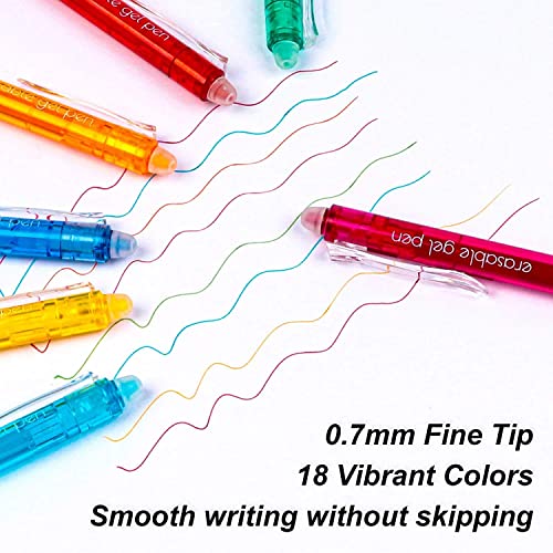 Erasable Gel Pens, 12 Colors Lineon Retractable Erasable Pens Clicker, Fine Point, Make Mistakes Disappear, Assorted Color Inks for Drawing Writing Planner and Crossword Puzzles