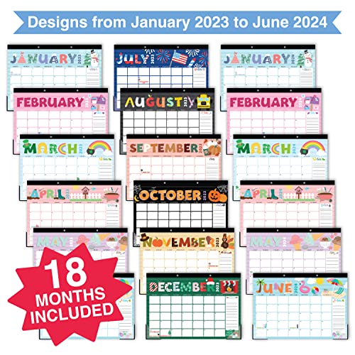 Doodle Large Desk Calendar 2023-2024 Calendar Desk Pad - 18 Month Calendar For Desk Calendars 2023-2024, 2023 Desk Planner 2023 Desk Calendar 11x17, Large Calendar 2023-2024 For Wall Calender 2023