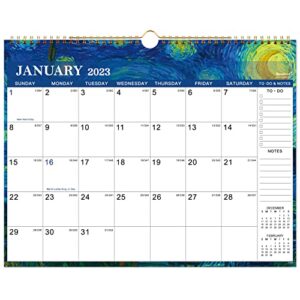 2023 wall calendar – wall calendar 2023-2024, january 2023 – june 2024, 18 months wall calendar, 14.6” × 11.4”, twin-wire binding, premium paper, blank blocks – art paintings design