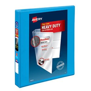Avery Heavy-Duty View 3 Ring Binder, 1" One Touch Slant Rings, Holds 8.5" x 11" Paper, 1 Light Blue Binder (05301)