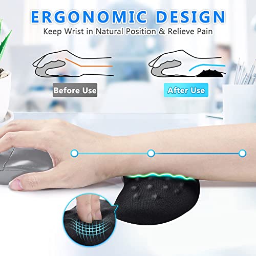 Gimars Mouse Wrist Rest with Massage Notes, Ergonomic Memory Foam Wrist Support for Mouse, Soft & Comfortable Mouse Wrist Support for Computer, Laptop, Office Work, PC Gaming-Wrist Pain Relief