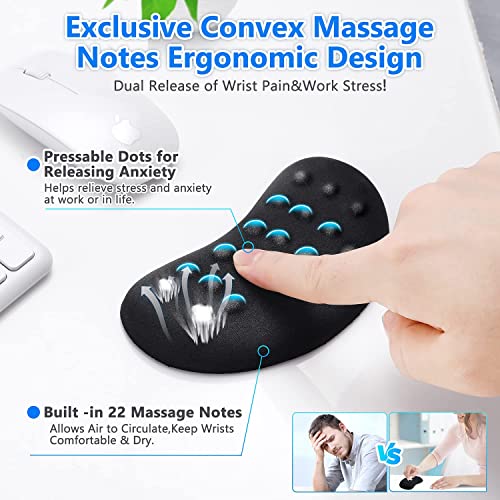 Gimars Mouse Wrist Rest with Massage Notes, Ergonomic Memory Foam Wrist Support for Mouse, Soft & Comfortable Mouse Wrist Support for Computer, Laptop, Office Work, PC Gaming-Wrist Pain Relief