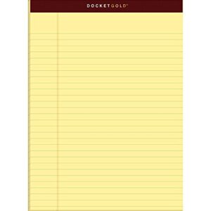 TOPS Docket Gold Writing Pads, 8-1/2" x 11-3/4", Legal Rule, Canary Paper, 50 Sheets, 6 Pack (99707), Original Version