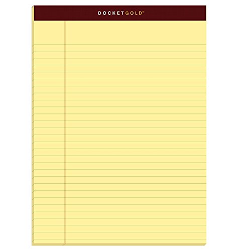 TOPS Docket Gold Writing Pads, 8-1/2" x 11-3/4", Legal Rule, Canary Paper, 50 Sheets, 6 Pack (99707), Original Version