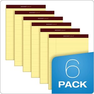 TOPS Docket Gold Writing Pads, 8-1/2" x 11-3/4", Legal Rule, Canary Paper, 50 Sheets, 6 Pack (99707), Original Version