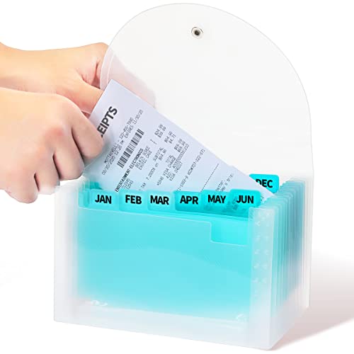 H4D Receipt Coupon Holder Organizer for Purse, Small Expanding File Folder Mini Accordion Folder, 13 Pockets Expandable Wallet for Coupon Receipt Bill Ticket Card Storage, 7x4.5 Inches (Teal)