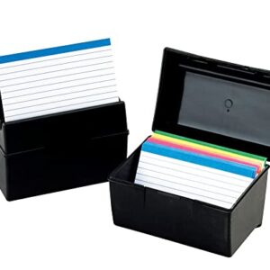 Oxford Plastic Index Card Box, 5 x 8 Inches, 500 Card Capacity, Black (01581)