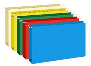 herkka extra capacity legal size hanging file folders, 30 reinforced hang folders, heavy duty 1 inch expansion, designed for bulky files, medical charts, assorted colors, 30 pack